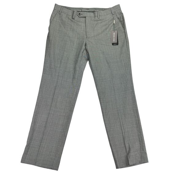 Michael Kors Mens Malone Classic Fit Plaid Stretch Suit Pants Gray Blue 36x30 - Picture 1 of 4